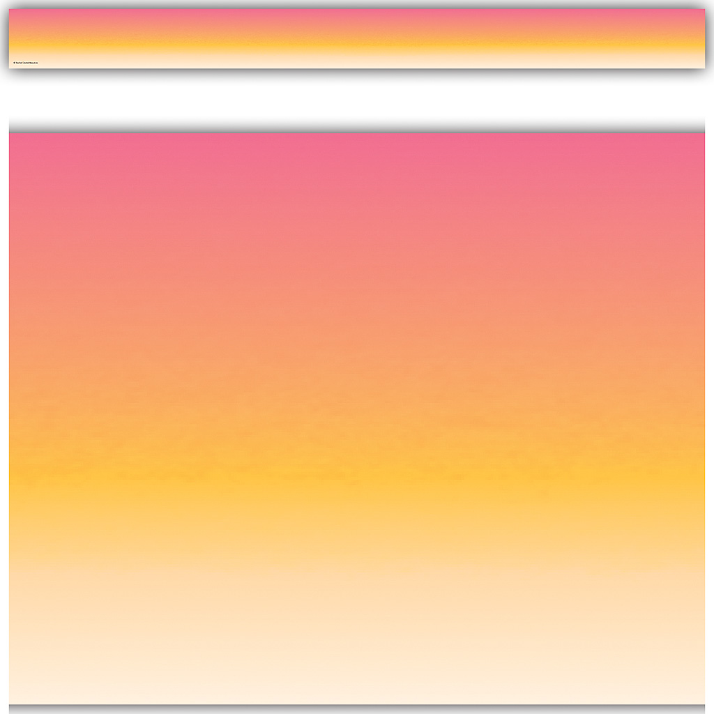 35' Pink and Orange Color Wash Straight Border Trim