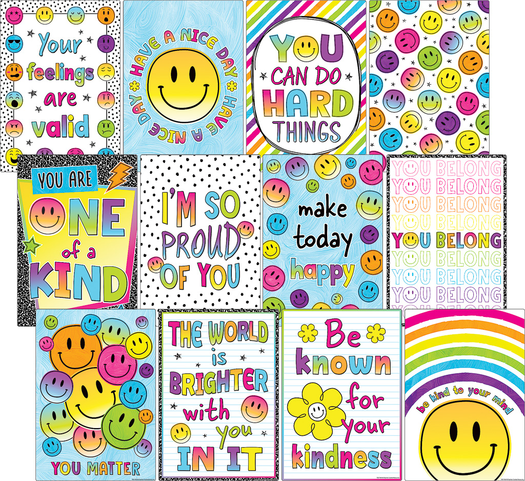 12ct Brights 4Ever Positive Sayings Small Poster Pack