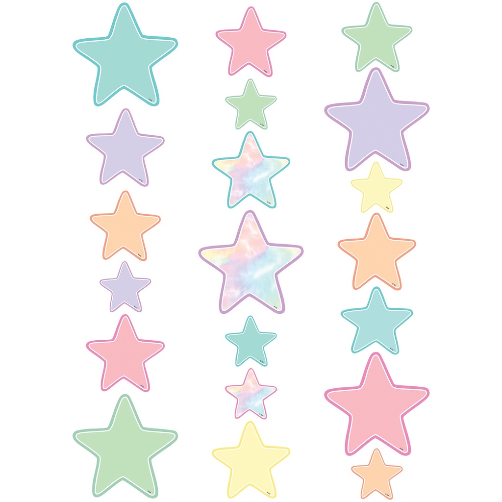 60ct Pastel Pop Star Accents - Assorted Sizes