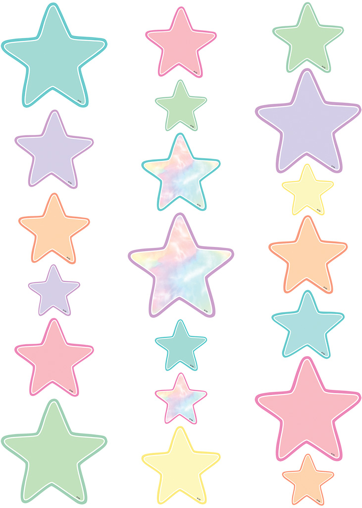 60ct Pastel Pop Star Accents - Assorted Sizes
