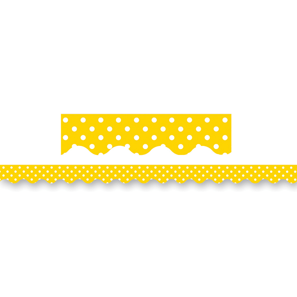 35' Yellow Polka Dots Scalloped Border Trim