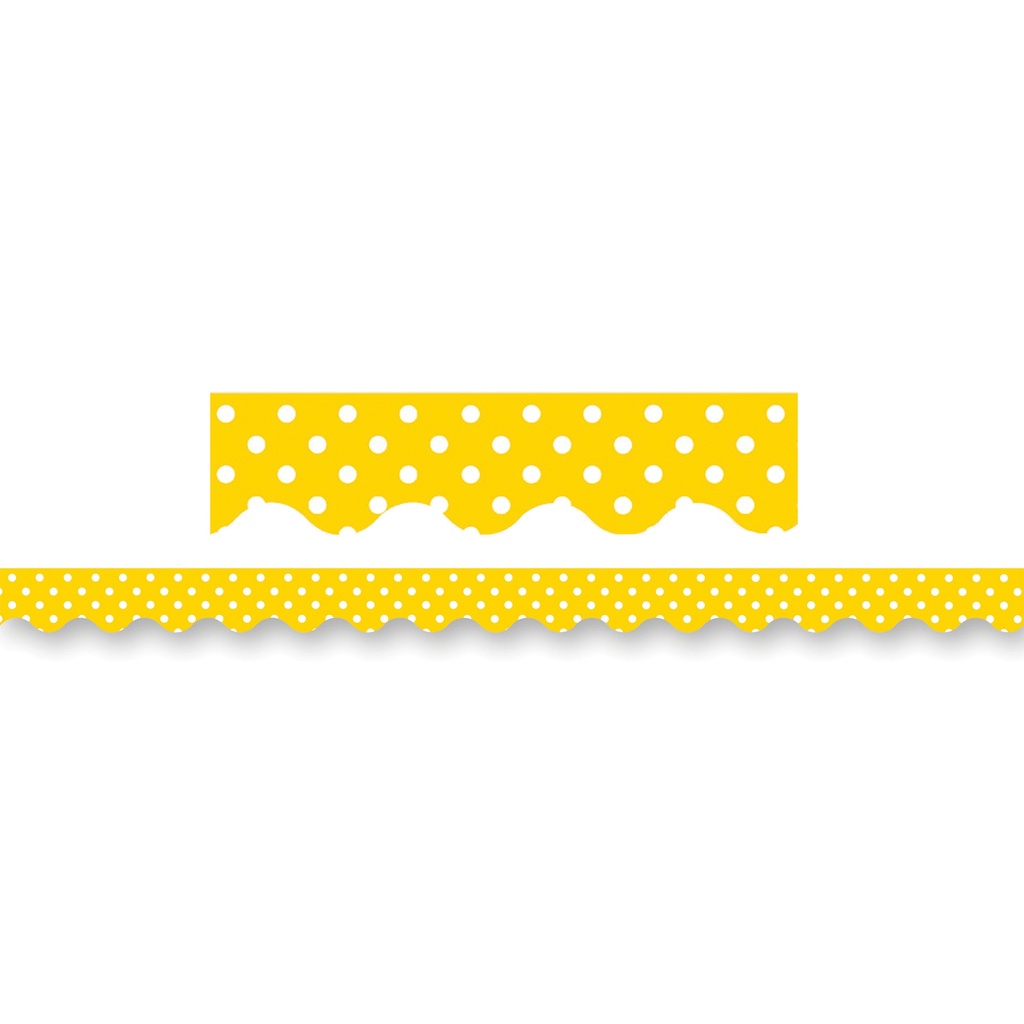 35' Yellow Polka Dots Scalloped Border Trim
