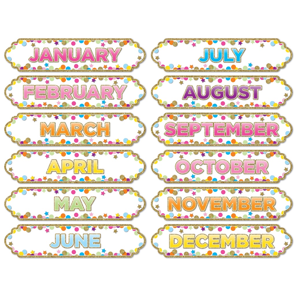 Confetti Months of the Year Magnetic Die-Cut Timesavers & Labels