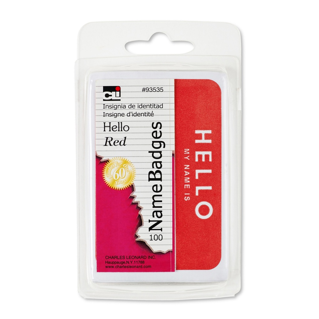 100ct Self-Adhesive Red Hello Name Badges