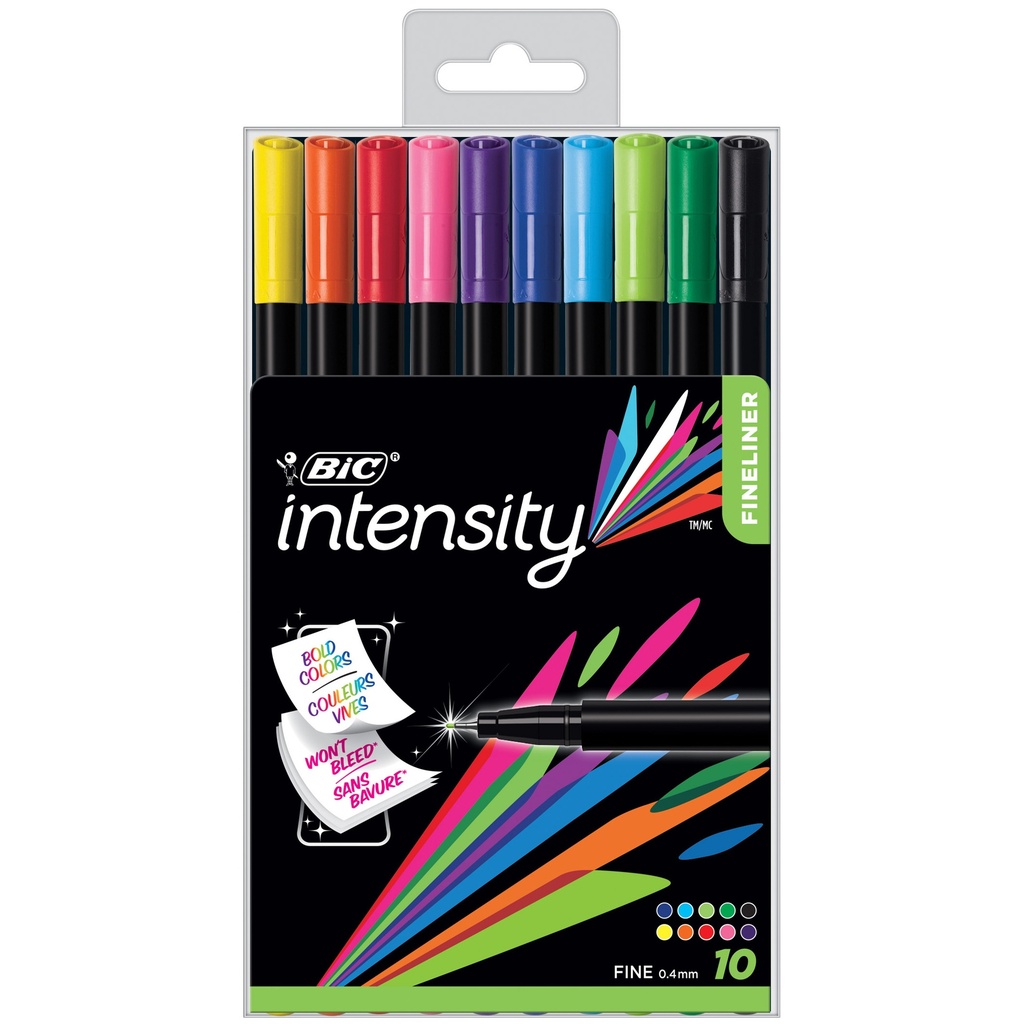 10ct Intensity Fineliner Fine Point (.04mm) Marker Pen - Assorted Colors