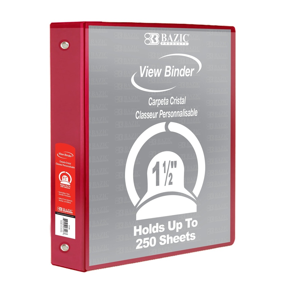 1.5" Red 3-Ring View Binder with 2 Pockets