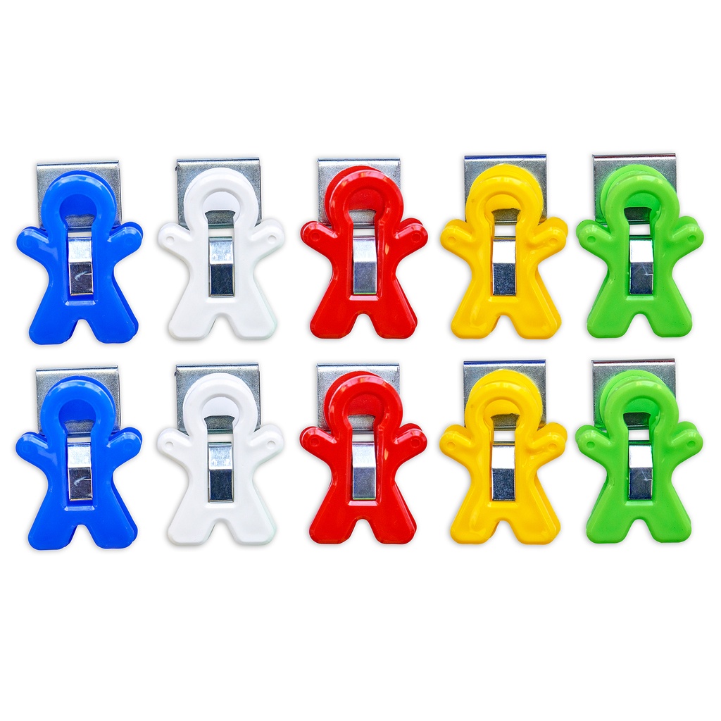 40ct Assorted Colors Magnet Man Magnetic Clips Bucket