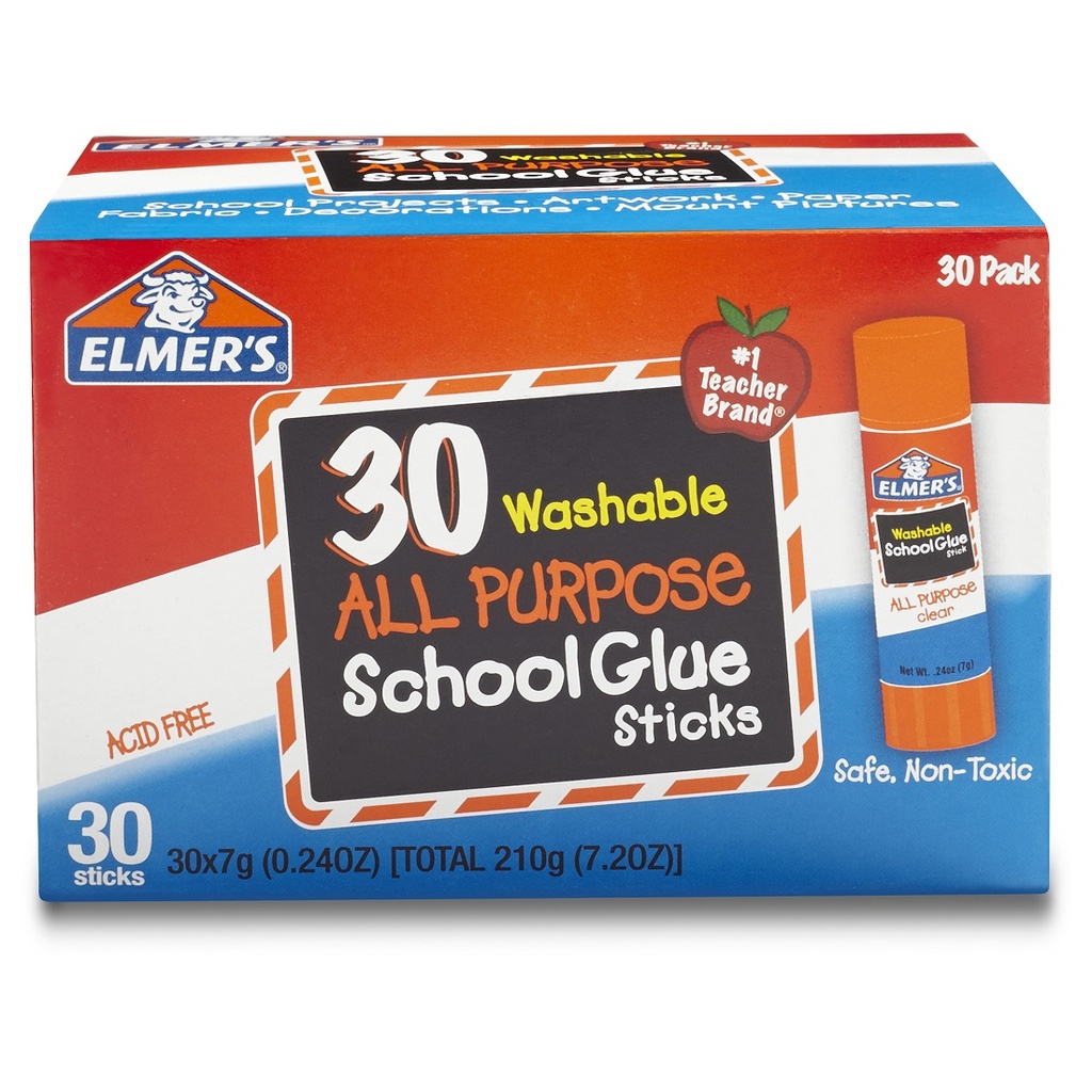 30ct .24oz Washable Clear Glue Sticks