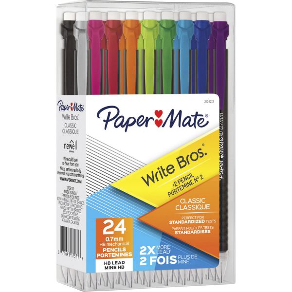 24ct Assorted 0.7mm Point Write Bros® Classic Mechanical Pencils