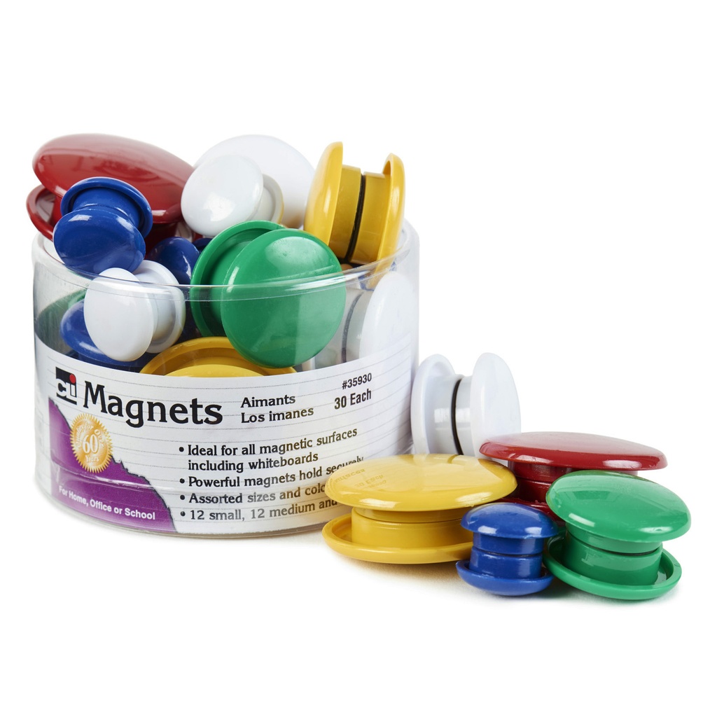 30ct Magnets Round Assorted Colors and Sizes