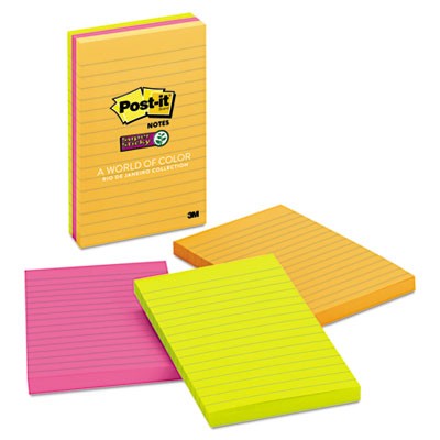 3ct 4x6 Lined Post it Super Sticky Notes