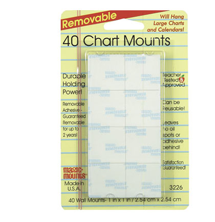 40ct 1&quot; Removable Chart Mounts Pack