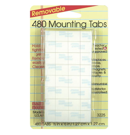 480ct 1/2" x 1/2" Removable Mounting Tabs Pack
