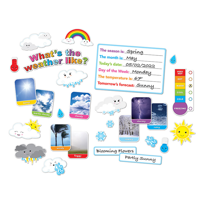 Smart Poly® Mini Bulletin Board Set, Weather, 30 Piece Set