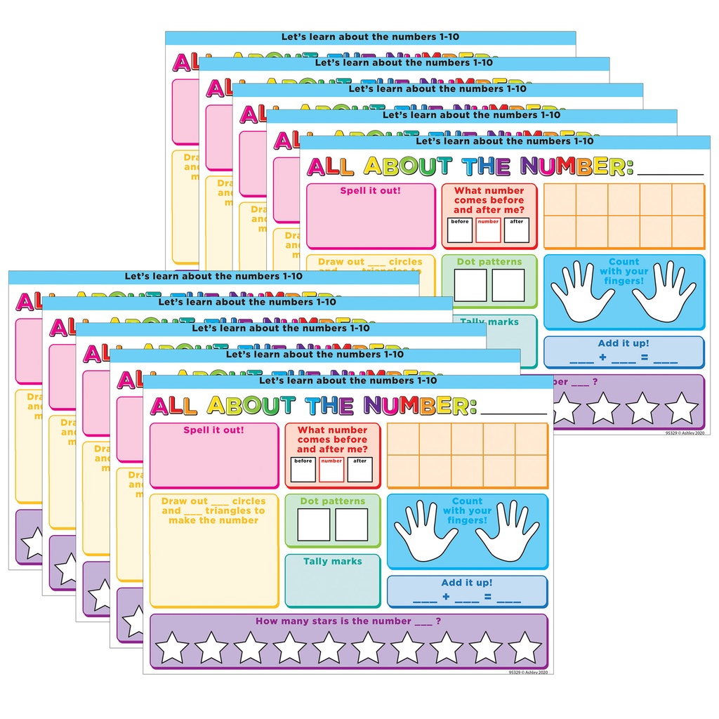 Smart Poly® PosterMat Pals™ Space Savers, 13" x 9-1/2", All About the Number, Pack of 10