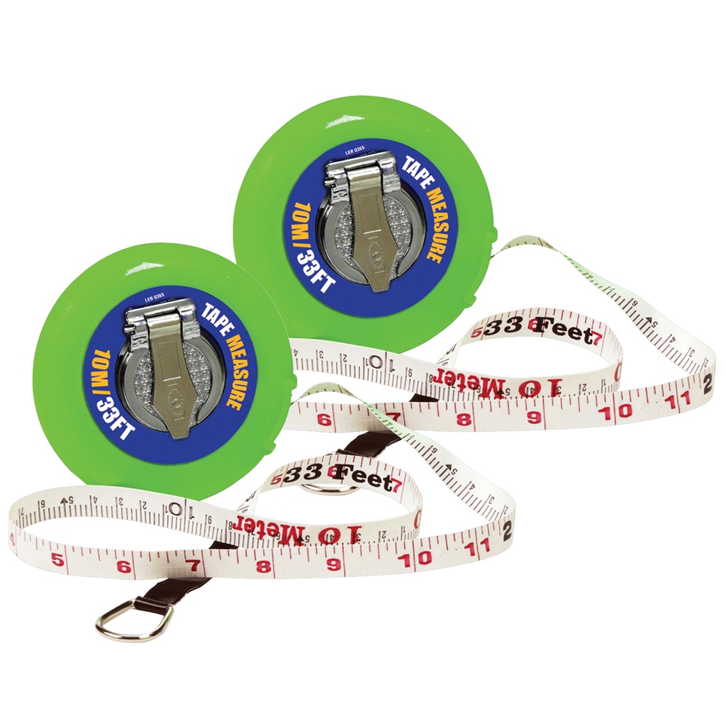 Wind-Up Tape Measure, 33 ft/10m, Pack of 2