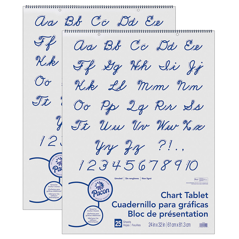 Chart Tablet, Cursive Cover, Unruled 24" x 32", 25 Sheets, 2 Tablets