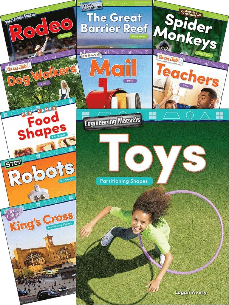 Geometry, Place Value, Measurement and Data for First Grade, Book Set