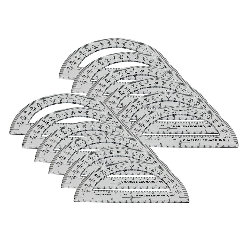 12ct Clear 6 inch Plastic Protractor