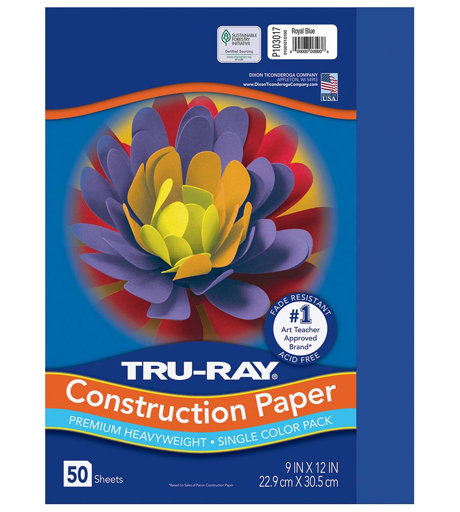 9x12 Royal Blue Tru-Ray Construction Paper 50ct Pack