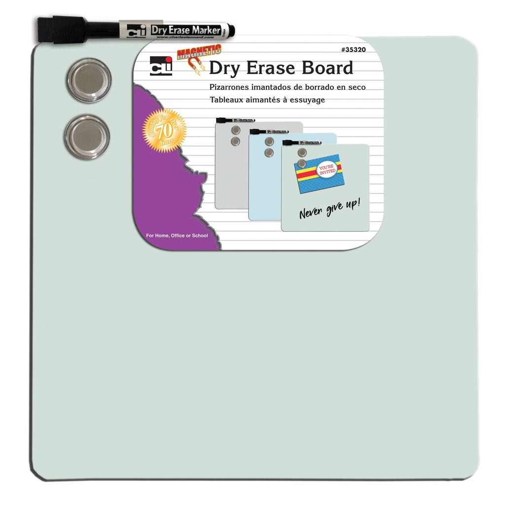 Magnetic Unframed 11.5" x 11.5" Dry Erase Board w/Markers & Magnets Pack of 6