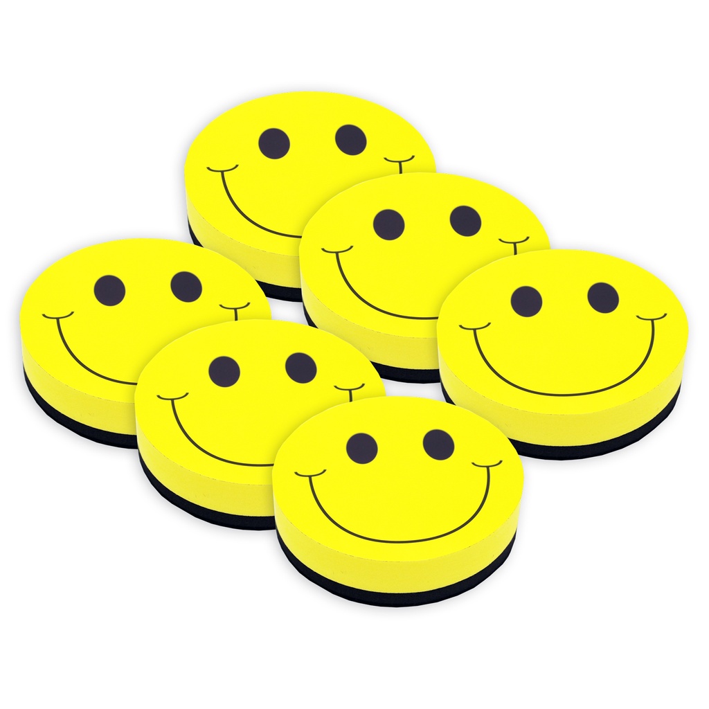 Smile Face Magnetic Whiteboard Erasers 6ct