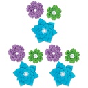 Blue, Purple, Green Flowers Dimensional Accents 9ct
