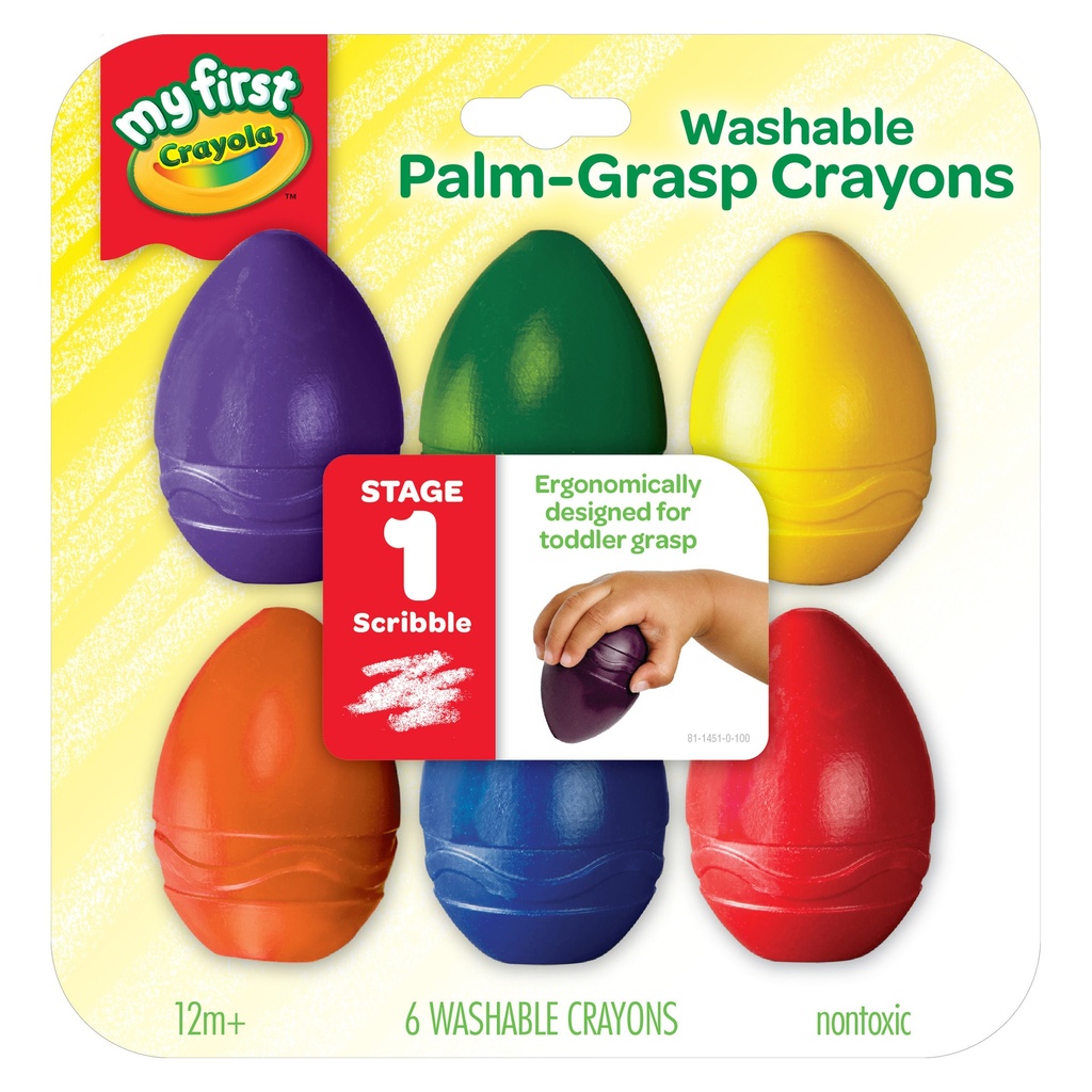 Washable Palm-Grasp Crayons 6 Colors