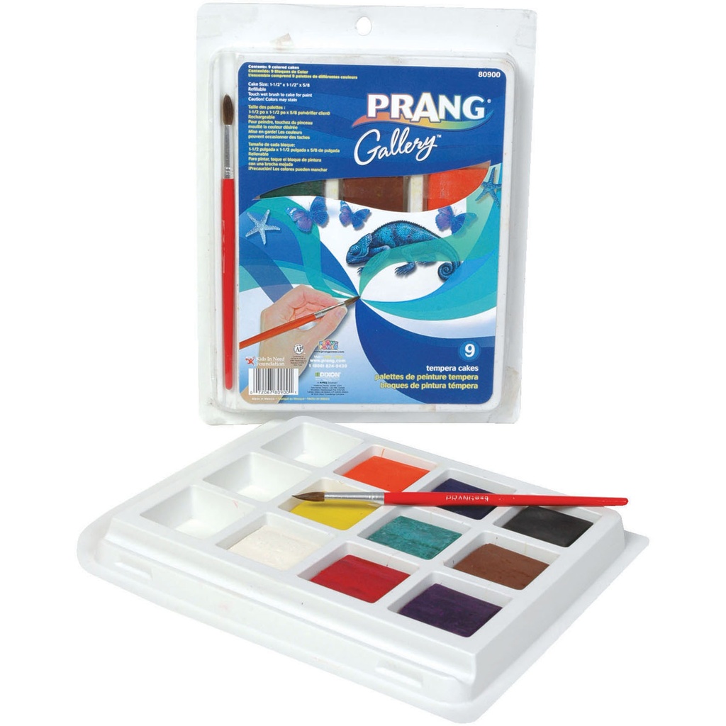 9 Color Gallery™ Tempera Cake Set  with Brush