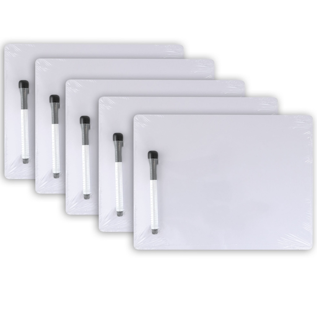 9" x 12" 1-Sided Plain  Whiteboard with Marker/Eraser Sets 5ct