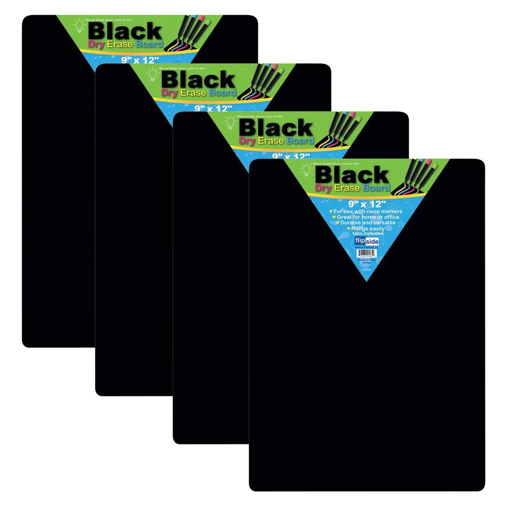 Black 9" x 12" Dry Erase Boards Pack of 4