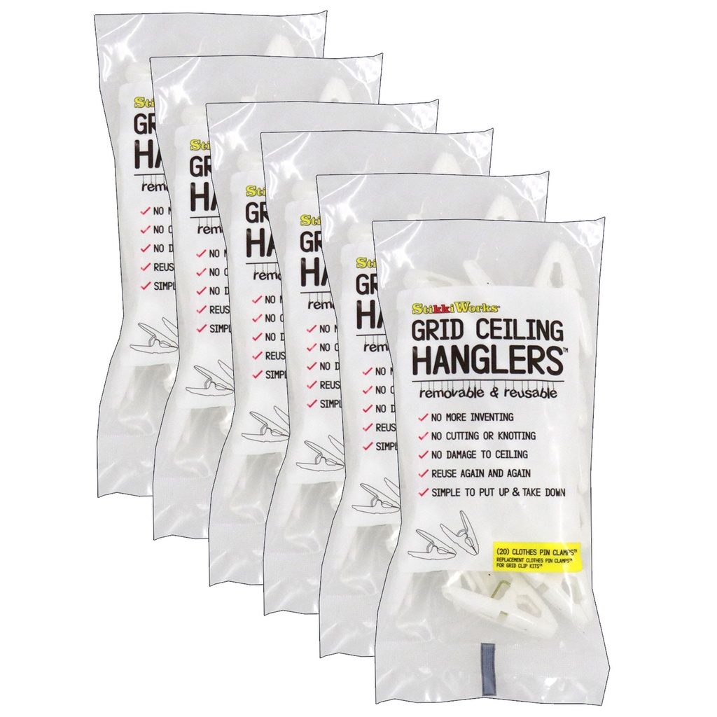 Grid Ceiling Hanglers™ Clothes Pin Clamps™ 120ct