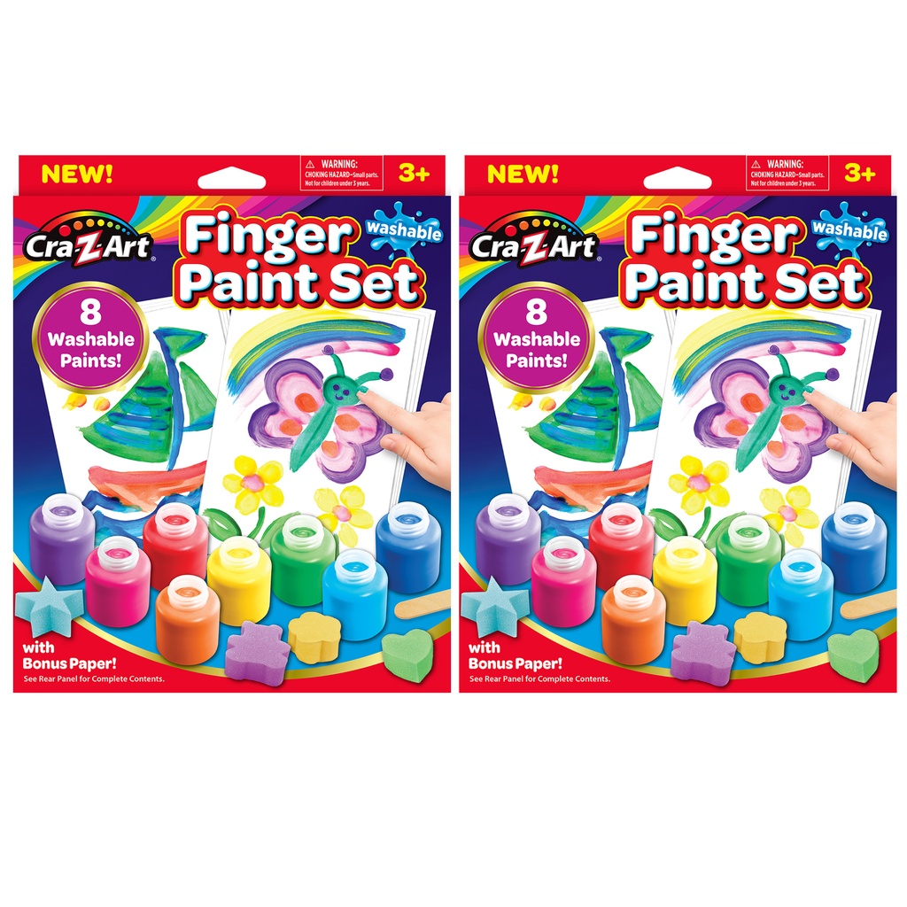 16 Washable Finger Paints in 8 Colors