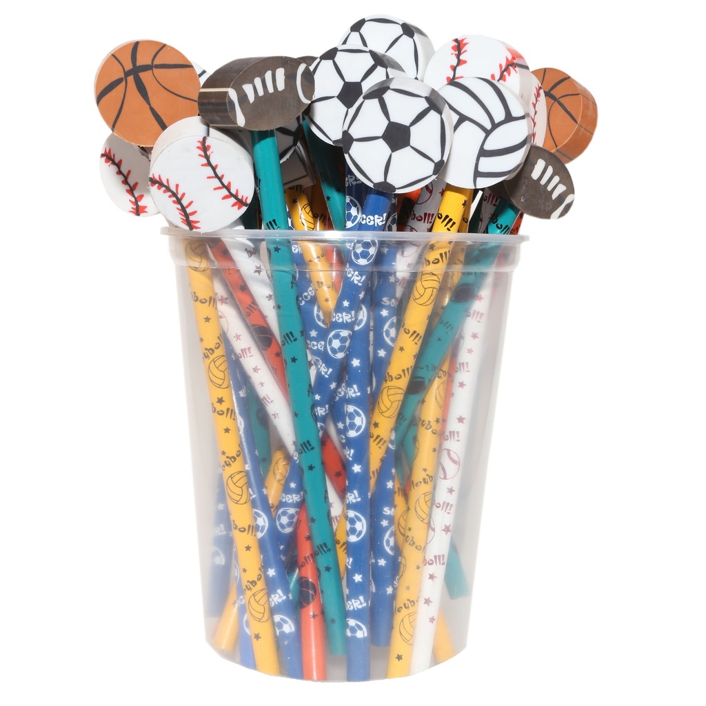 Sports Pencil & Eraser Topper Write-Ons Pack of 36