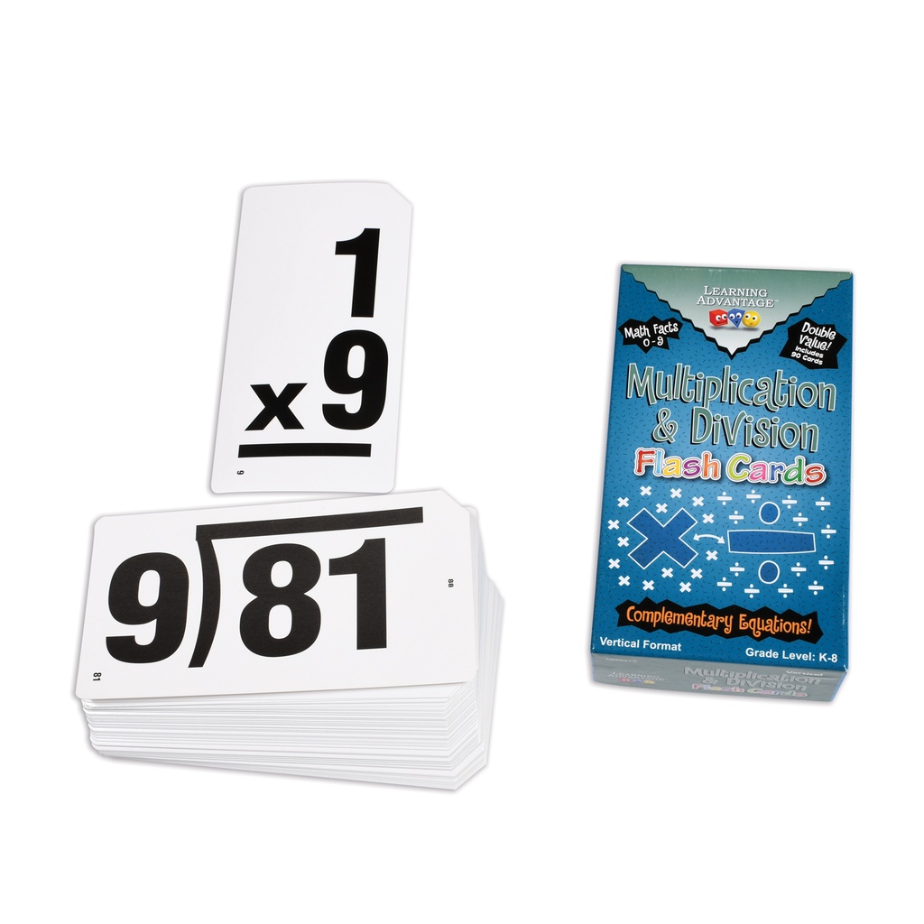 Multiplication & Division Double-Value Vertical Flash Cards 