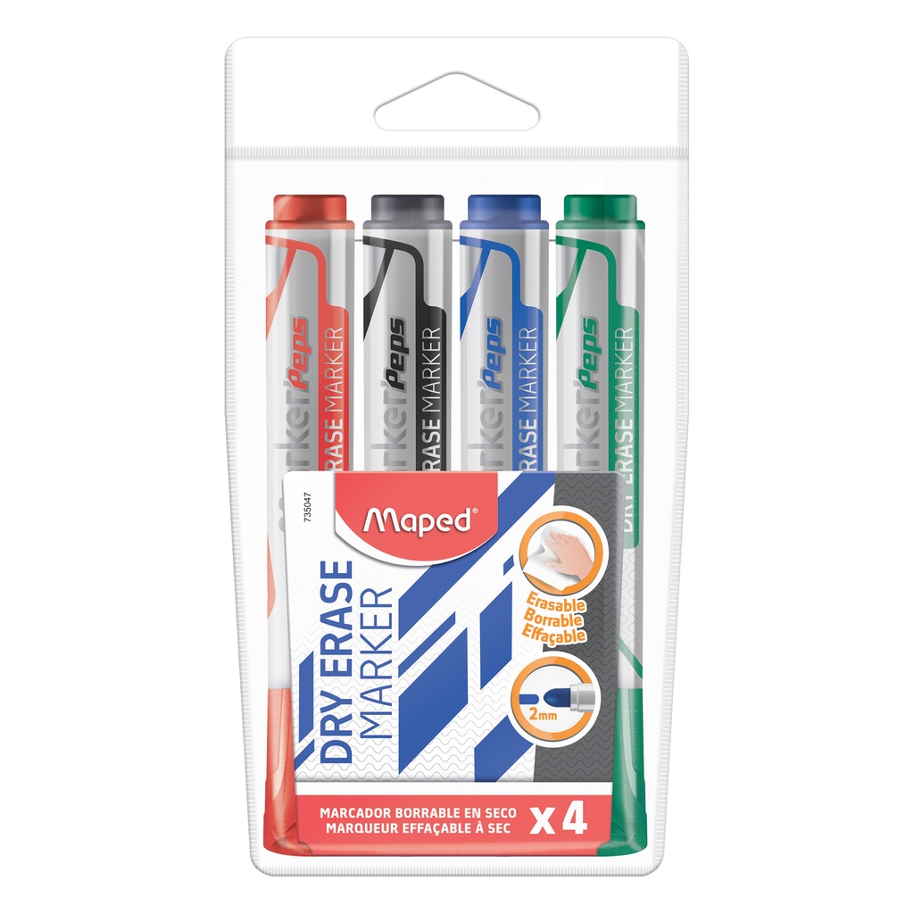 Marker'Peps Bullet Tip Dry Erase Jumbo Marker Pack of 4