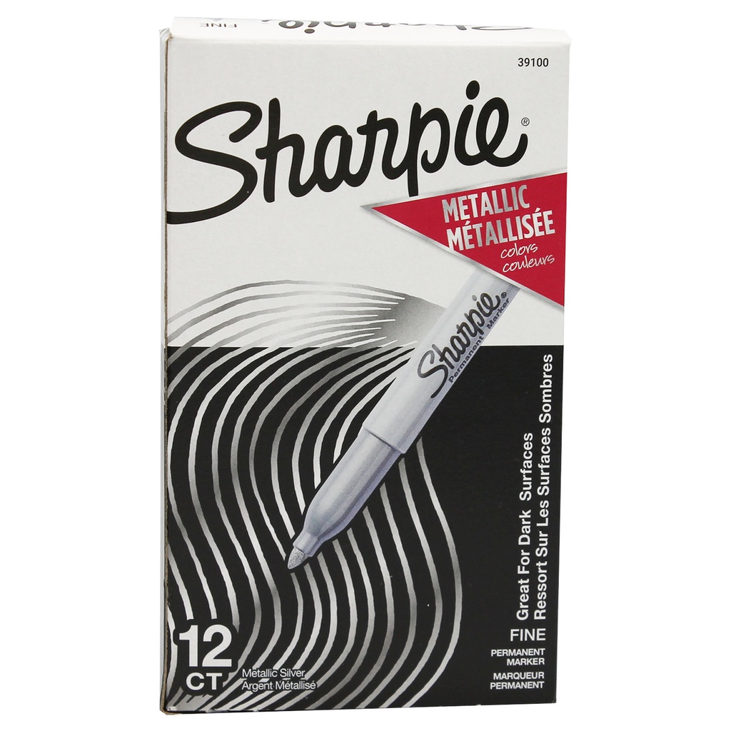 Silver Metallic Fine Point Permanent Markers Box of 12