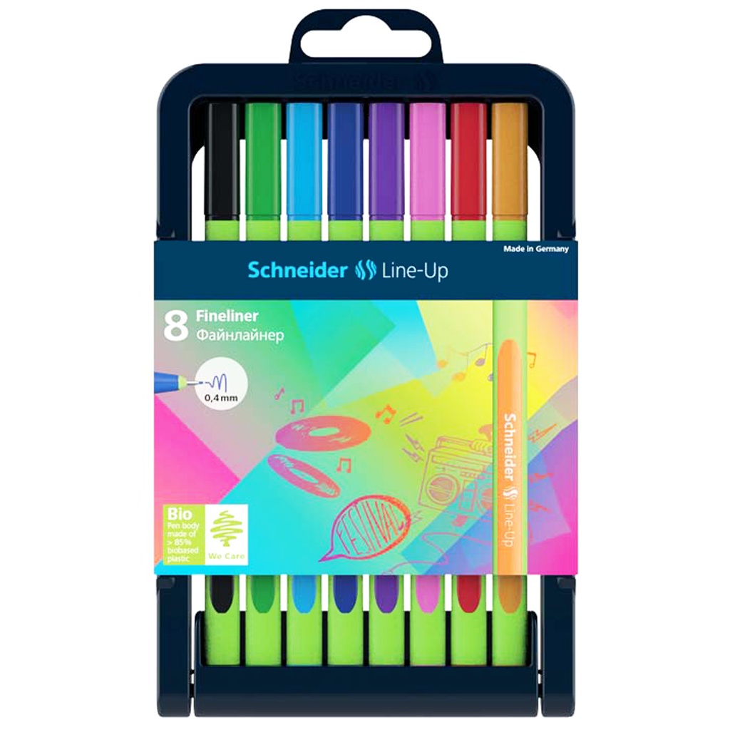 Line-Up Fineliner Pen in 8 Assorted Colors Adjustable Case Stand