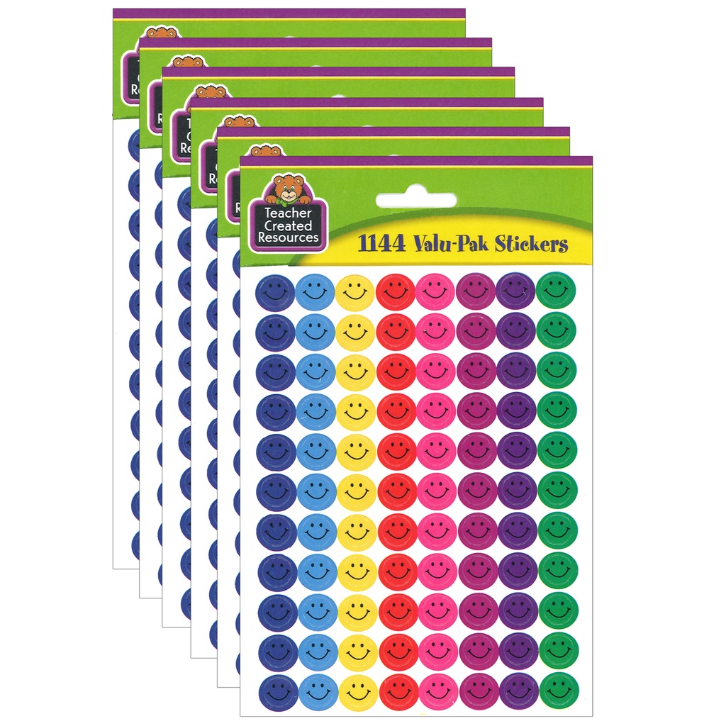 Mini Multi Color Happy Face Stickers Valu-Pak 6,864ct
