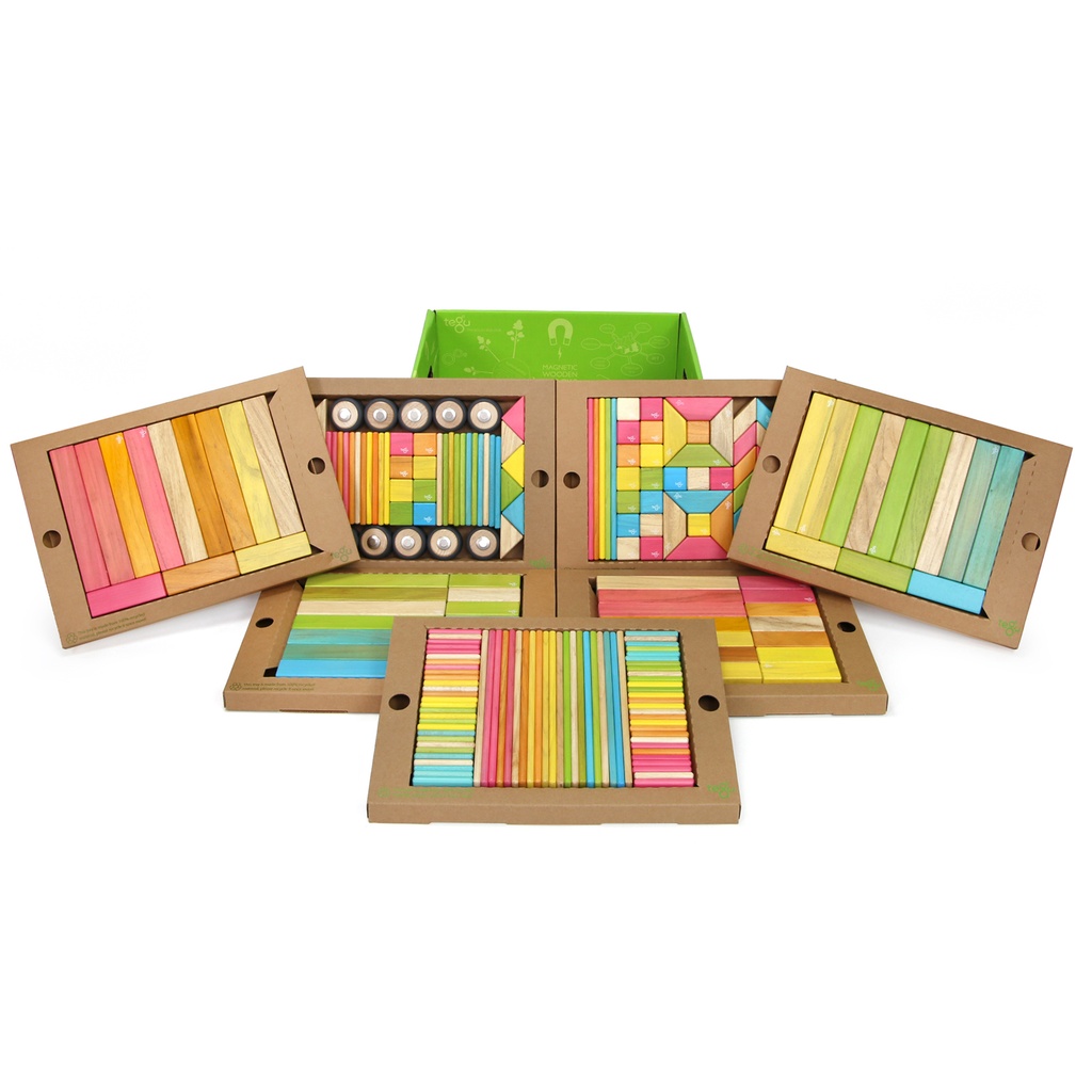 Tints Magnetic Wooden Blocks 240-Piece Classroom Kit