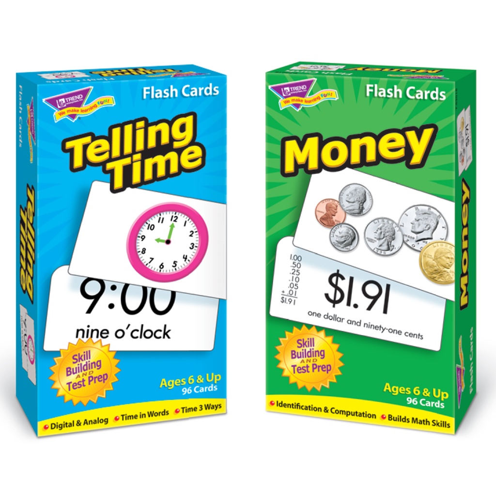 TREND® Skill Drill Flash Cards — Time & Money Assortment (192 cards)