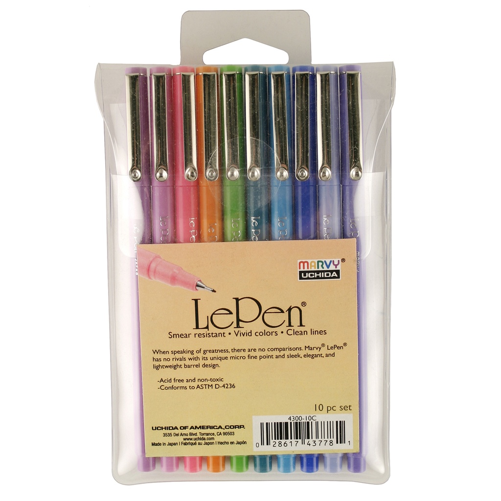LePen® Bright Micro-Fine Point Pens 10 Colors