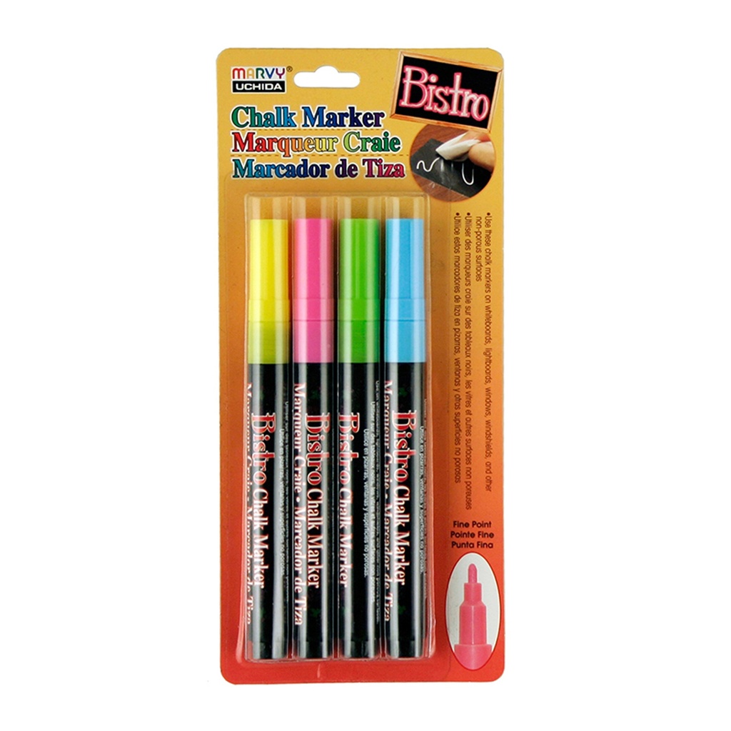 Bistro Fine Tip Chalk Markers Fluorescent Colors