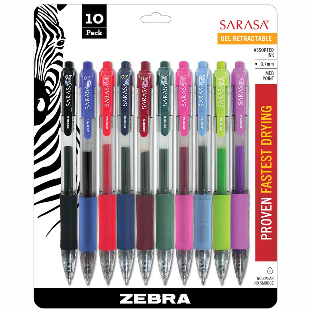 Sarasa Assorted Gel Retractable Roller Ball Ink Pens 10-Pack