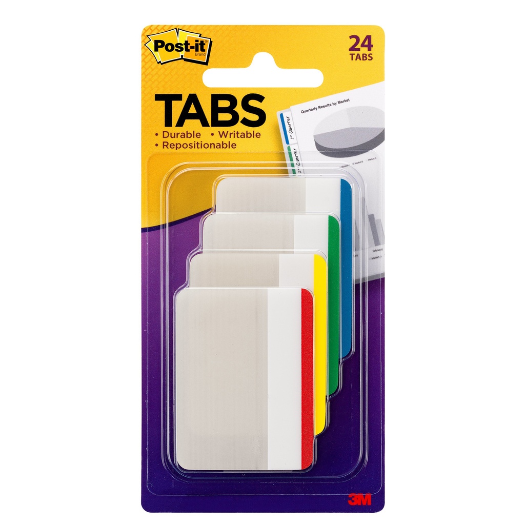 Assorted Colors Post it Durable Blank Tabs