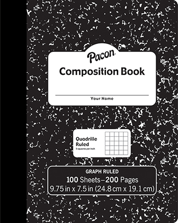 Black Marble Graph Composition Book