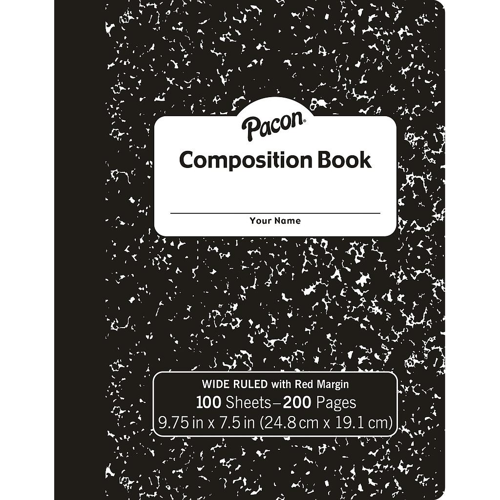 Black Marble Composition Book Wide Ruled