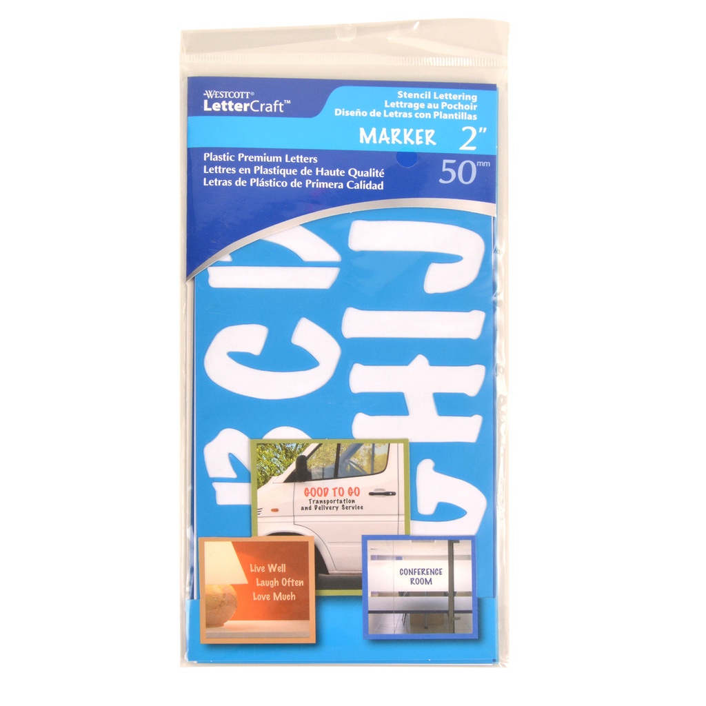 LetterCraft Reusable Plastic Stencils, Full Alphabet & Numbers, Marker Font, 2-Inch | 15836 ACM