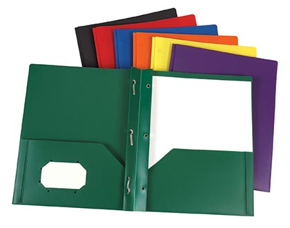 Black 2 Pocket Poly Folder with Prongs (33961 CL)