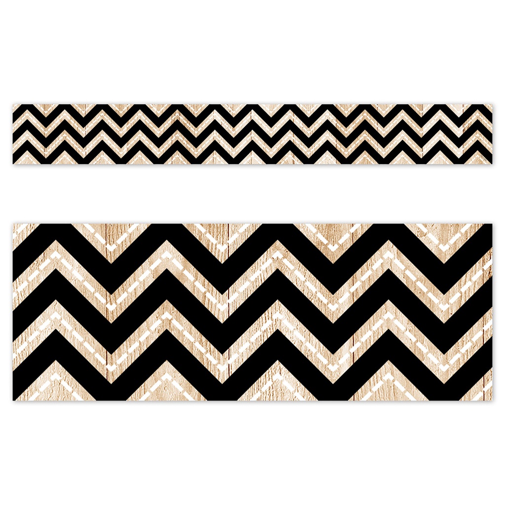Core Decor Black and Wood Chevron EZ Border 48 Feet